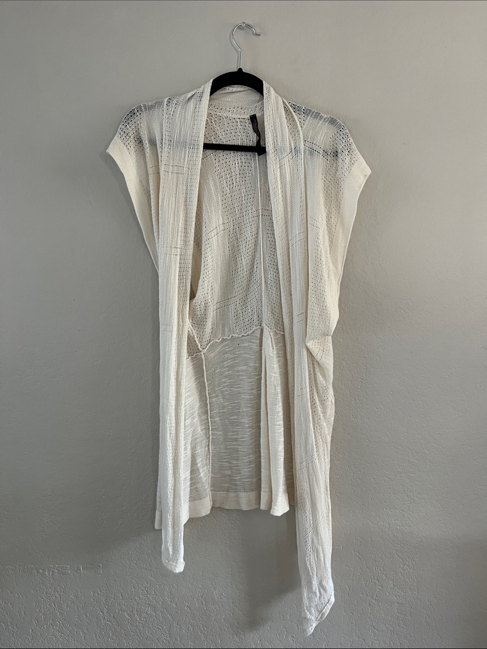 Absolutely Cream Open-Front Knit Draped Cardigan